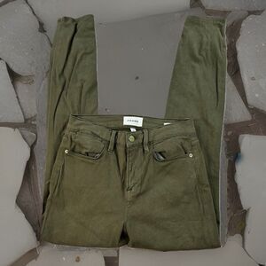 Frame Women Le High Skinny Jeans Size 27 Green Stretch Mid Rise 28L